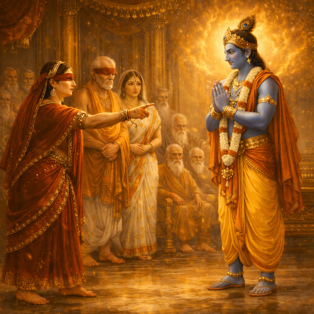 Gandhari curses Krishna — grief, blame and the Lord’s steadiness, Mahabharata