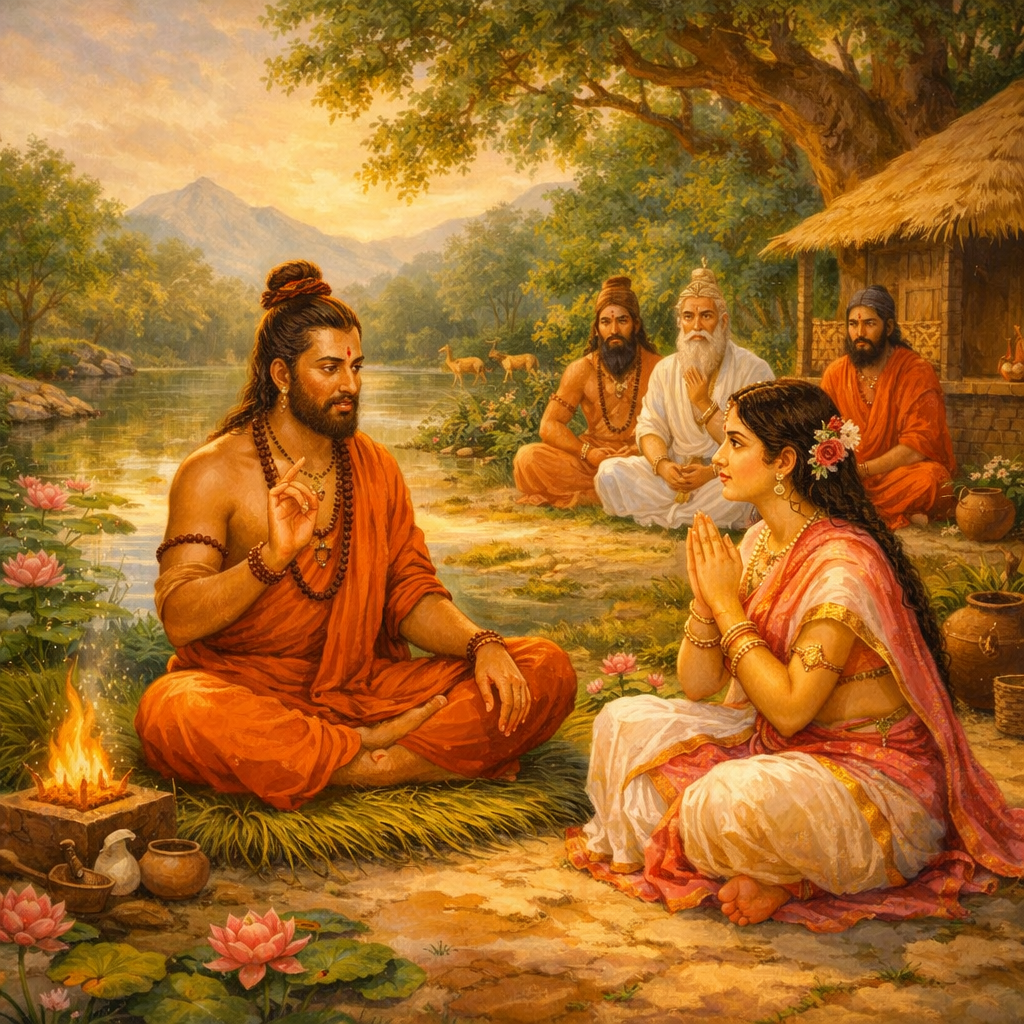 Kapila instructs Devahūti — enlarged view