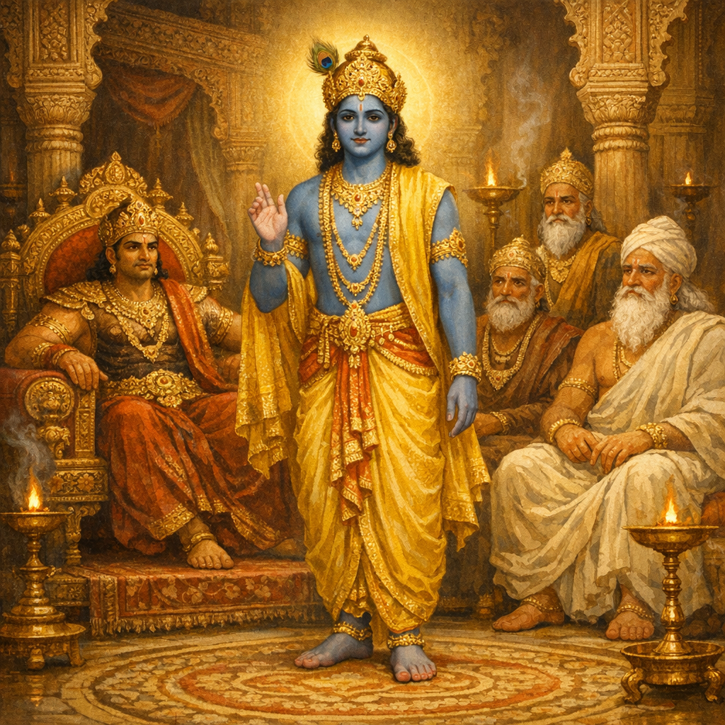 Krishna in the Kuru Assembly — enlarged view