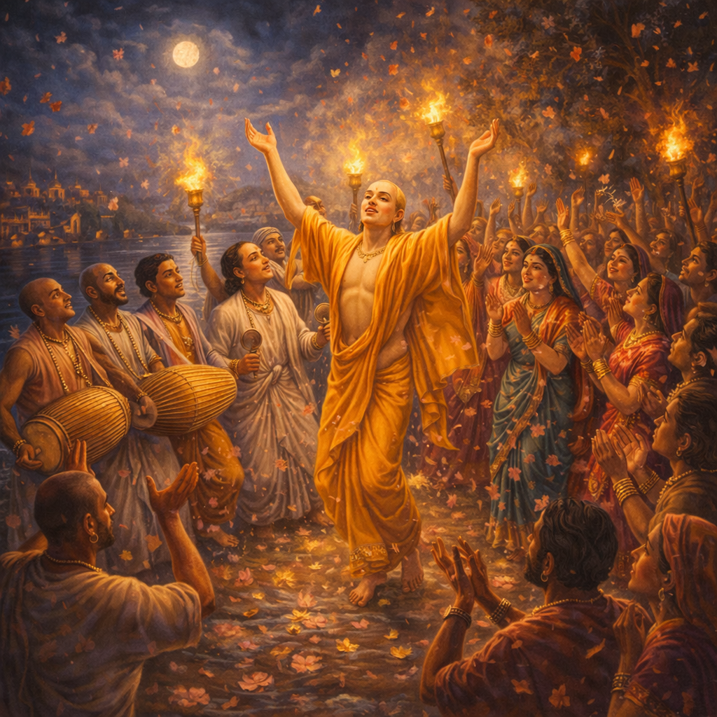 Navadvīpa night saṅkīrtana līlā — enlarged view