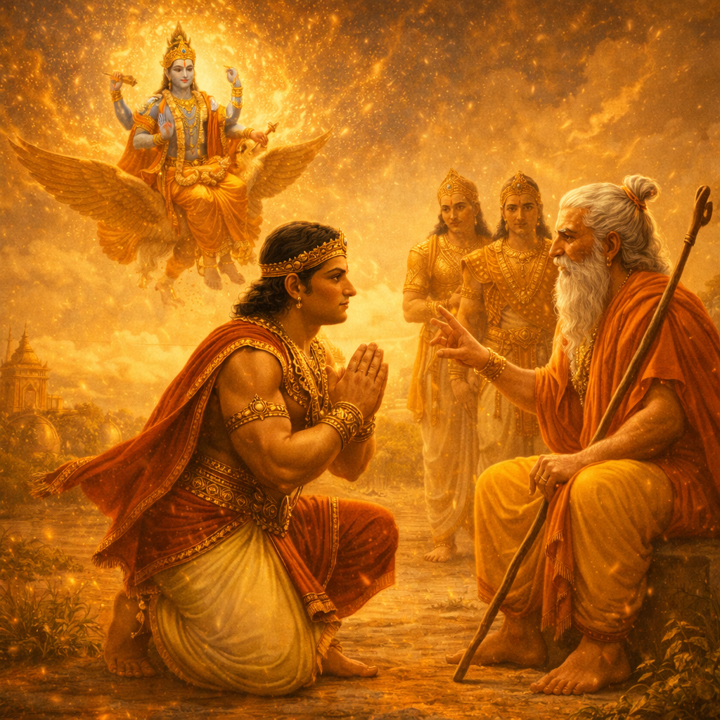 King Prithu receives Lord Vishnu's divine appearance — Śrīmad-Bhāgavatam Canto 4