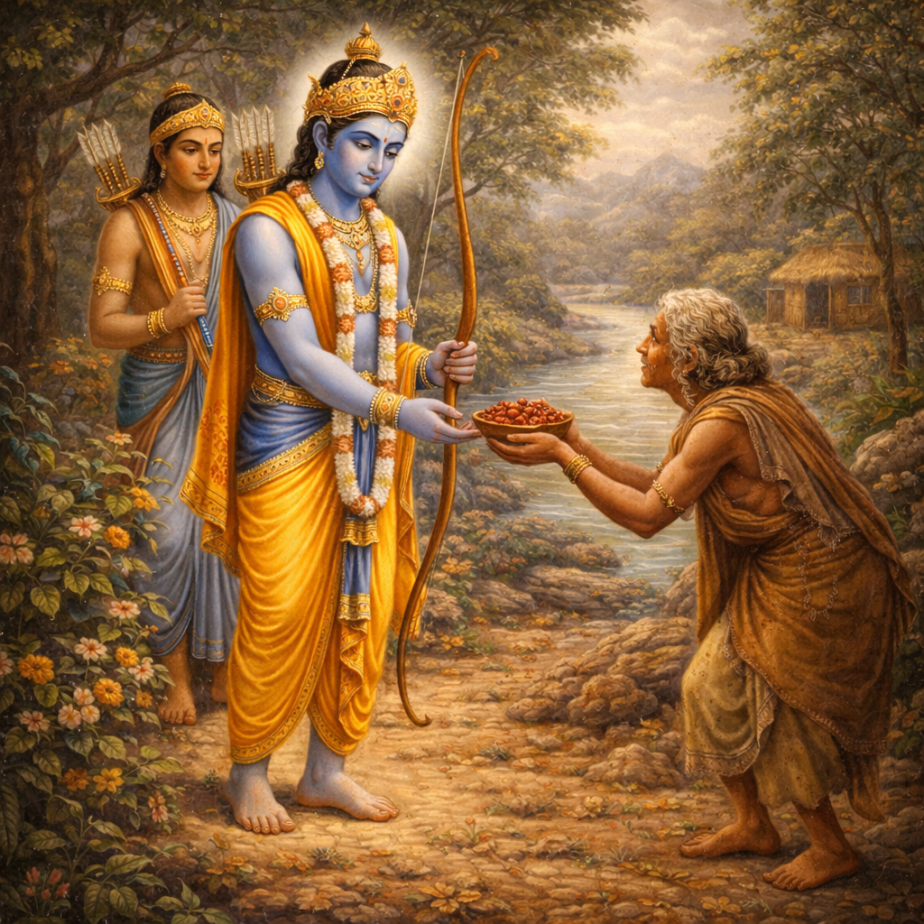 Śabarī–Rāma meeting — enlarged view