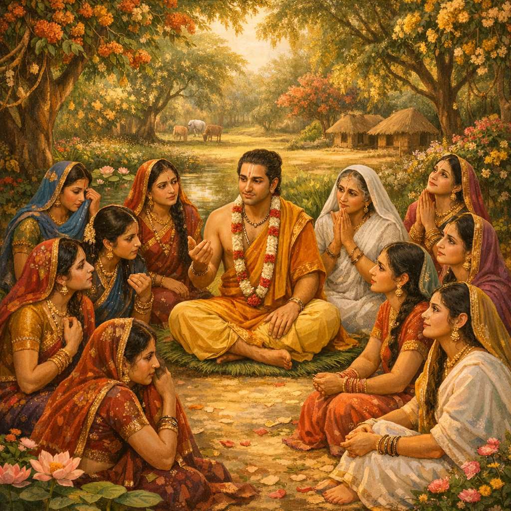 Uddhava-sandeśa-līlā — Uddhava brings Kṛṣṇa's message to the gopīs in Vraja