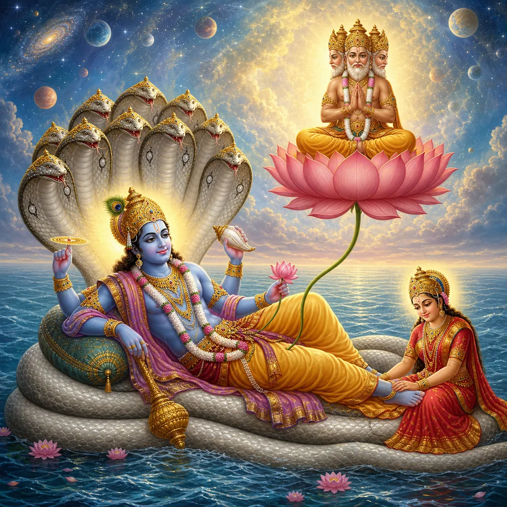 Brahma’s prayers after creation — enlarged view