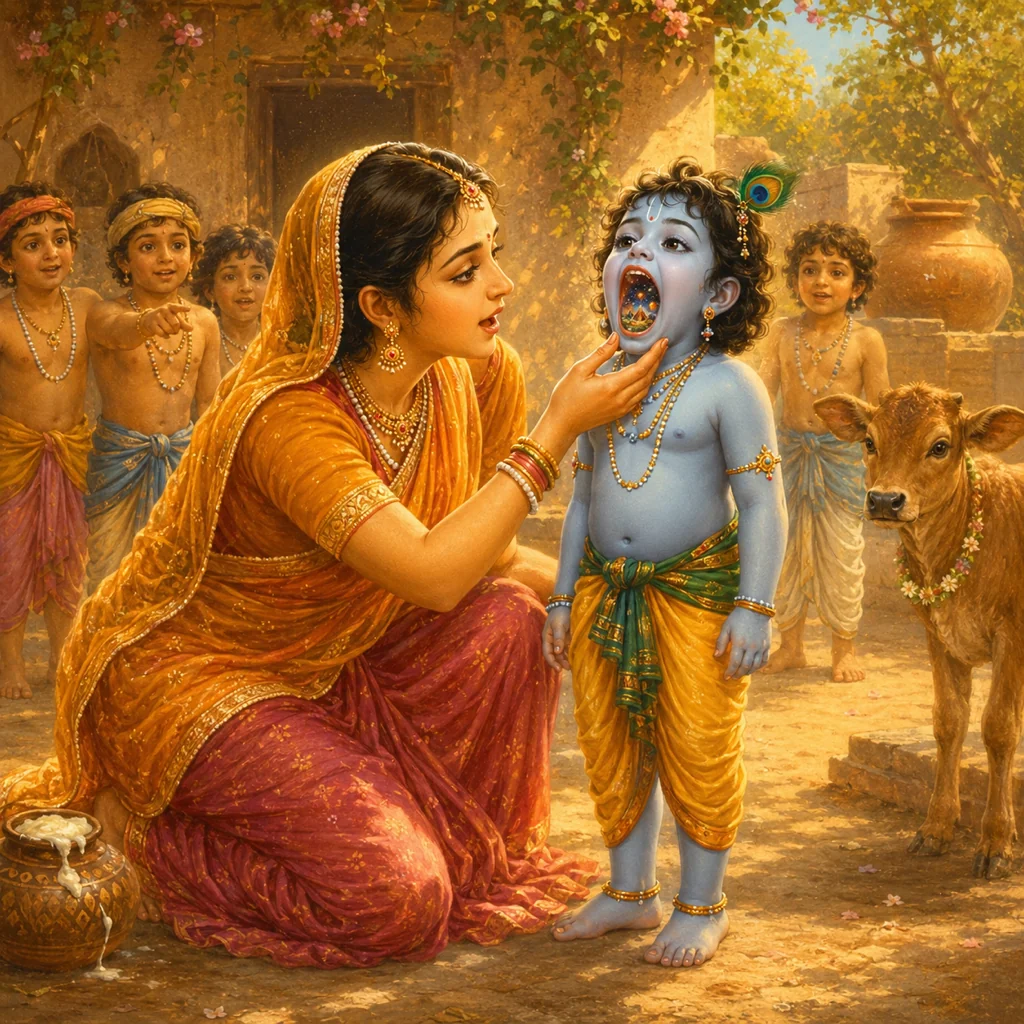 Mother Yashoda sees the universe in Krishna’s mouth — enlarged view