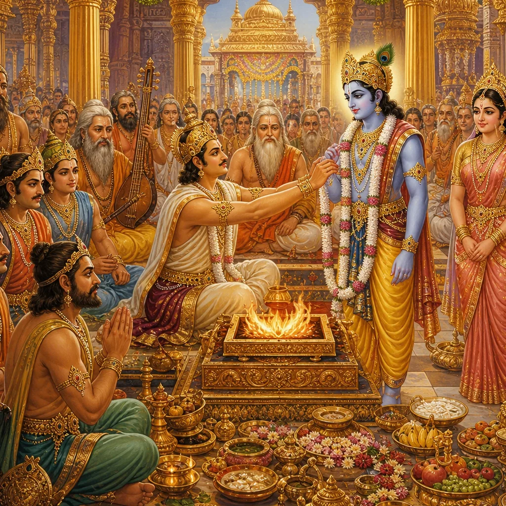 Rājasūya-yajña of Yudhiṣṭhira — enlarged view