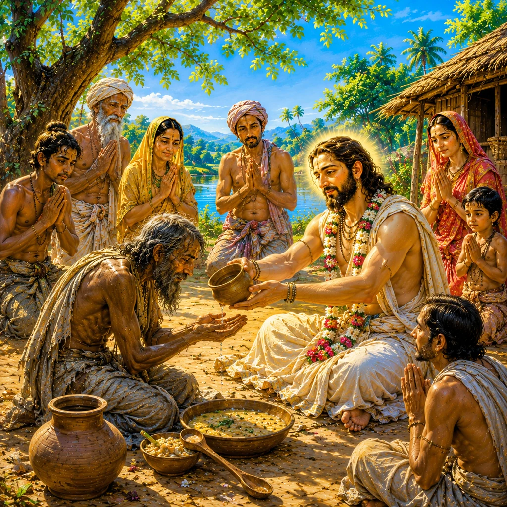 The story of Rantideva — the king gives away even his last water out of compassion — enlarged view